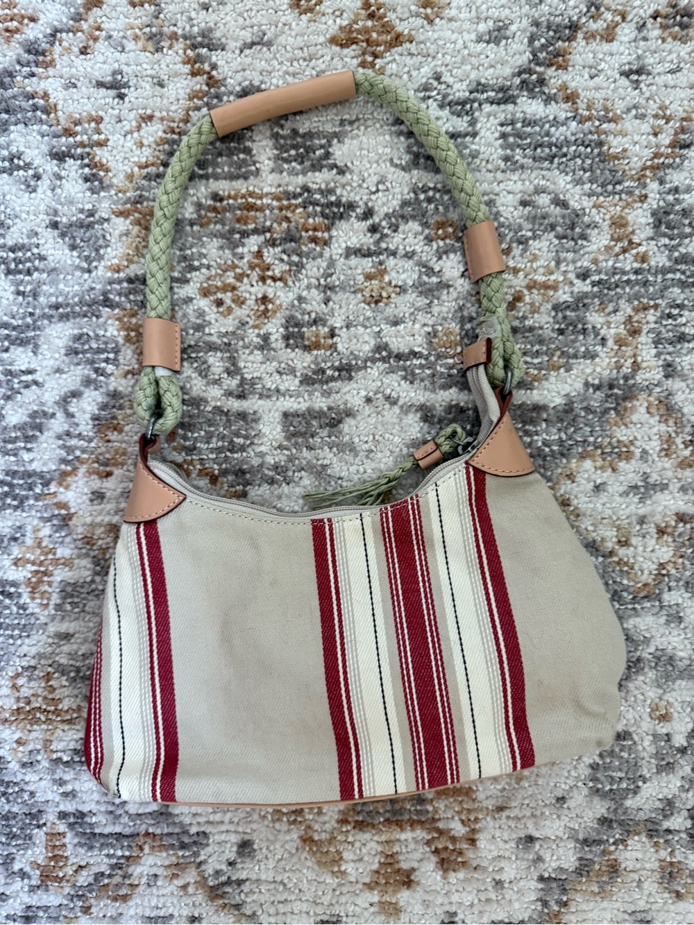 Fossil Beige Canvas Shoulder Bag